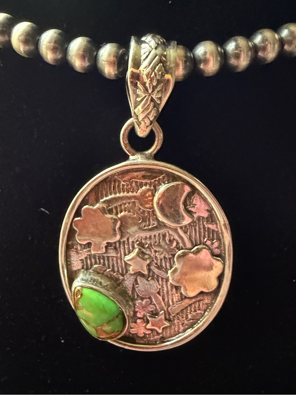 Silver 925 and Green Apple Dahlia Pendant Necklace